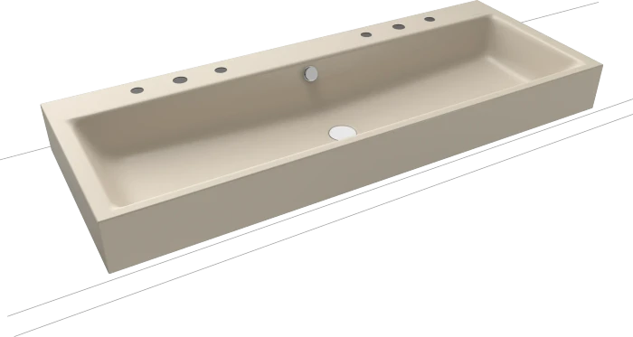 Kaldewei Puro Aufsatz-Doppelwaschtisch 120x46cm mit Überlauf, 2x3 Hahnlochbohrung, Perl-Effekt, warm beige 20
