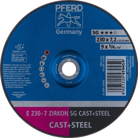 Pferd E 230-7 ZIRKON SG CAST+STEEL Schleifscheibe, 230x7.2x22.23mm, 10 Stück