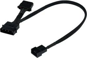 Phobya Molex auf 3-Pin/Molex Adapter, sleeved, 30cm, schwarz