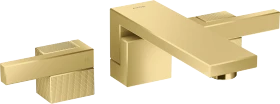 Hansgrohe AXOR Edge 3-Loch Waschtischarmatur Unterputz für Wandmontage mit Auslauf 190 mm und Push-Open Ablaufgarnitur diamantschliff polished goldoptik