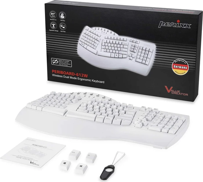 Perixx Periboard-612W, weiß, USB/Bluetooth, US