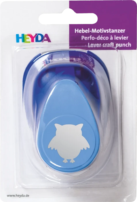 Heyda Hebel-Motivstanzer groß, Eule, blau, 25mm