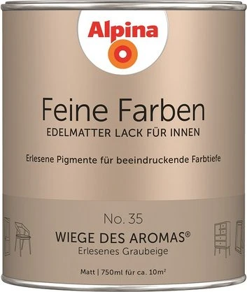 Alpina Farben Feine Farben Lack No. 35 Wiege des Aromas innen graubeige edelmatt, 750ml