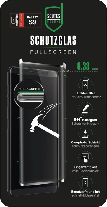 Scutes Deluxe Displayschutzglas Full Screen für Samsung Galaxy S9