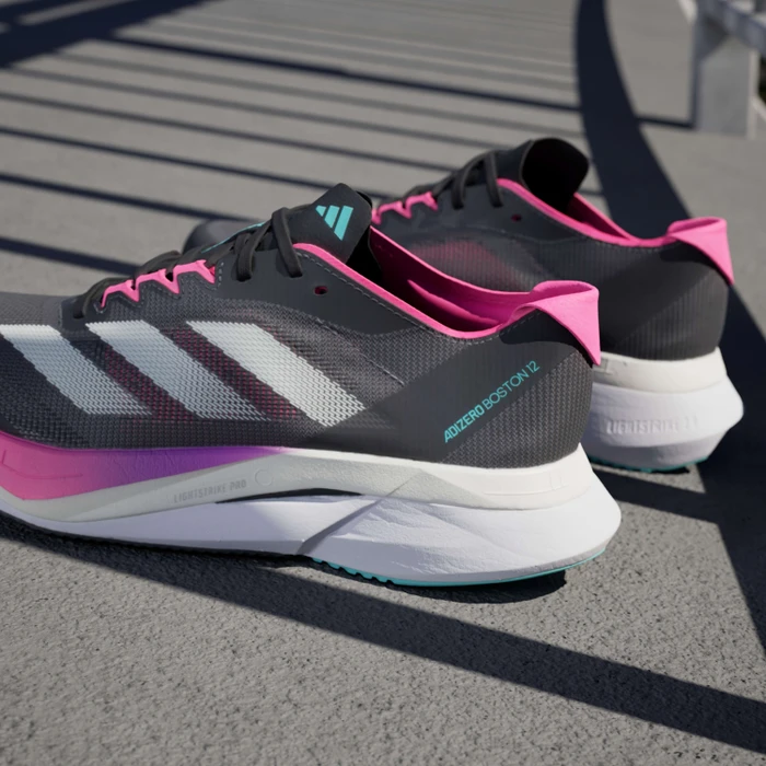 adidas Adizero Boston 12 grey five/crystal jade/lucid pink (Damen)