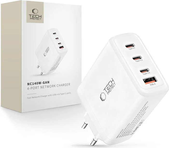 Tech-Protect NC140W Wall Charger 4-Port PD 140W