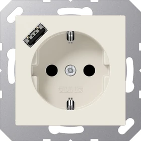 Jung SCHUKO Steckdose mit USB-Ladegerät, weiß