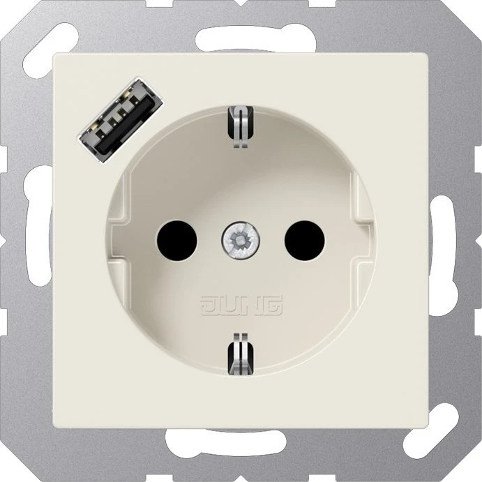Jung SCHUKO Steckdose mit USB-Ladegerät, weiß