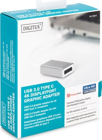 Digitus USB-C auf DisplayPort Adapter silber/weiß