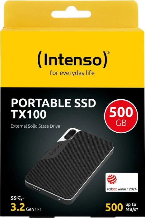 Intenso Externe SSD TX100, schwarz, 500GB, USB-C 3.0
