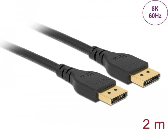 DeLOCK DisplayPort 1.4 Kabel 8K 60Hz ohne Arretierung schwarz, 2m
