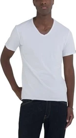 Replay Baumwolle V-Neck T-Shirt kurzarm weiß (Herren)