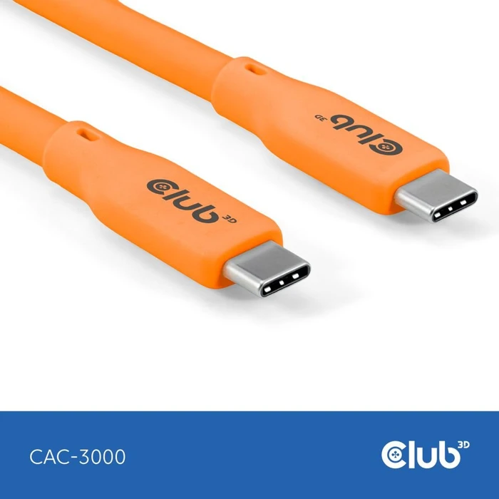 Club 3D USB4 Kabel, 20Gb/s, 240W PD EPR, USB-C Stecker auf USB-C Stecker, 2m, orange