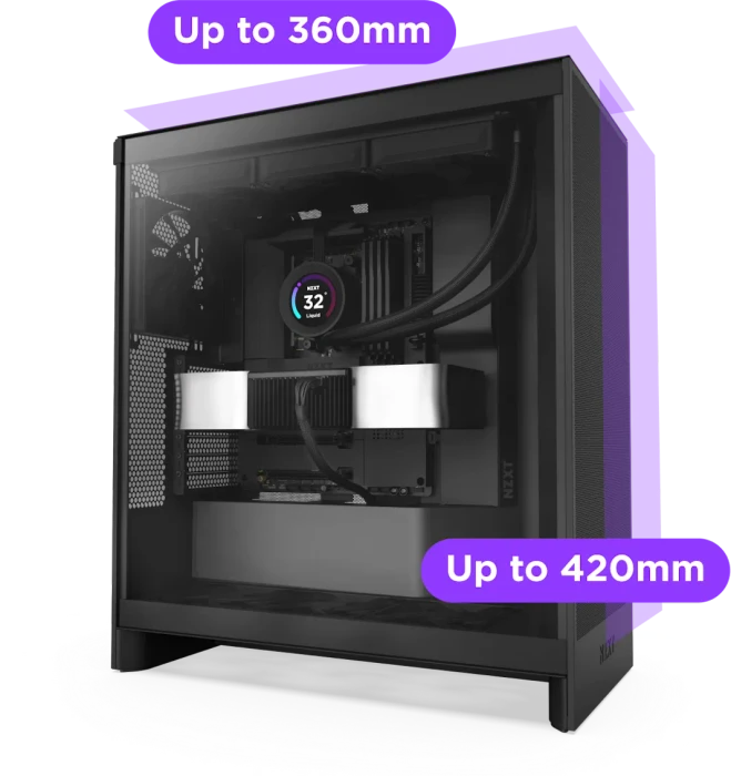 NZXT H7 Flow [2024] Matte Black, Glasfenster
