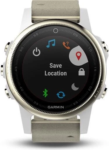 Garmin Fenix 5S Sapphire champagner mit Lederarmband