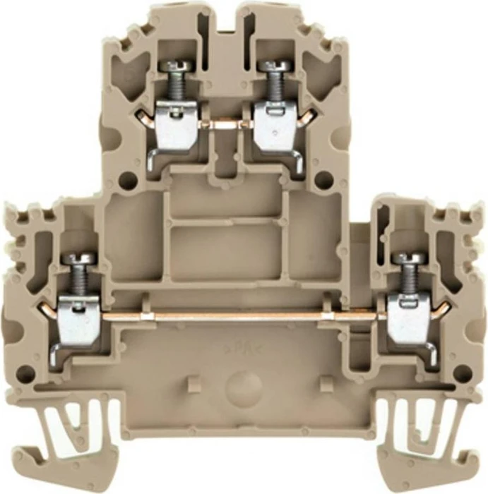 Weidmüller WDK 2.5N Mehrstock-Reihenklemme, Schraubanschluss, dunkelbeige, 2.5 mm², 800 V, Anzahl Anschlüsse: 4, Anzahl der Etagen: 2, TS 35, V-0