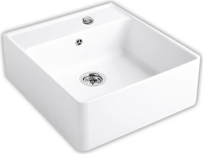 Villeroy & Boch Spülstein Becken mittig mit Ablauffernbedienung weiß alpin