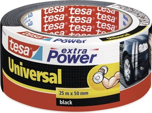 tesa extra Power Universal schwarz, Gewebeband, 50mm/25m, 1 Stück