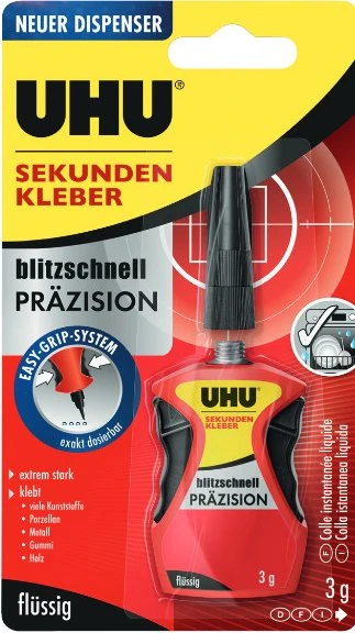 UHU Blitzschnell Präzision flüssig Sekundenkleber, 3g