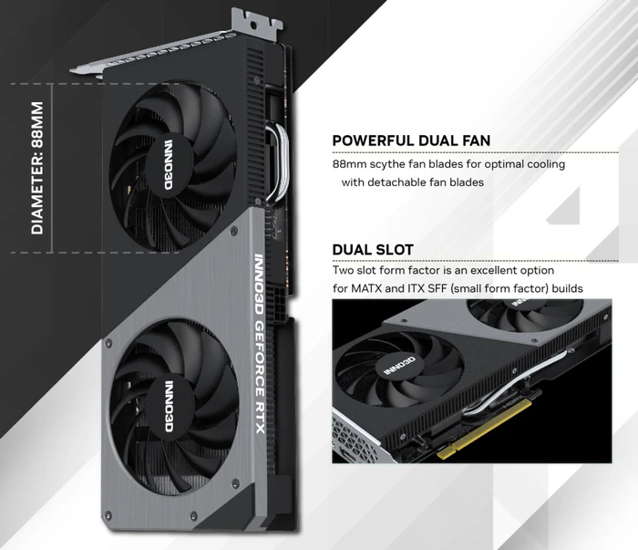 INNO3D GeForce RTX 4060 Twin X2 OC, 8GB GDDR6, HDMI, 3x DP