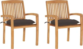 vidaXL Teak Stapelsessel taupe, 2 Stück