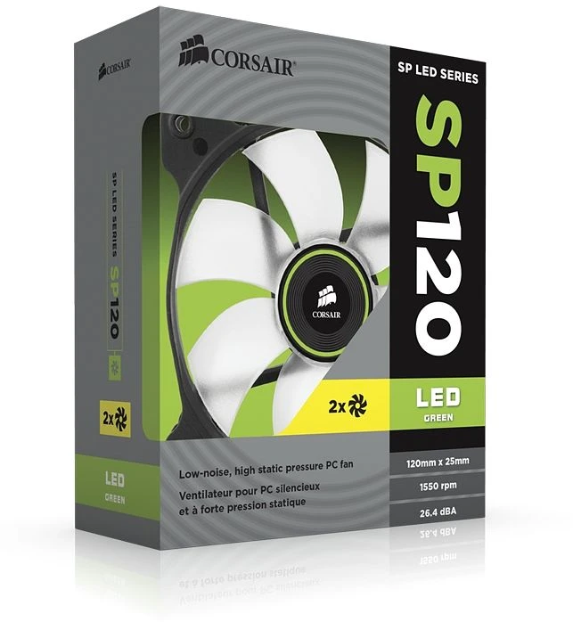 Corsair Air Series SP120 LED Green High Static Pressure, 120mm, 2er-Pack