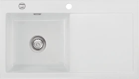 systemceram Mera 90 Einbau Becken links mit Ablauffernbedienung satin