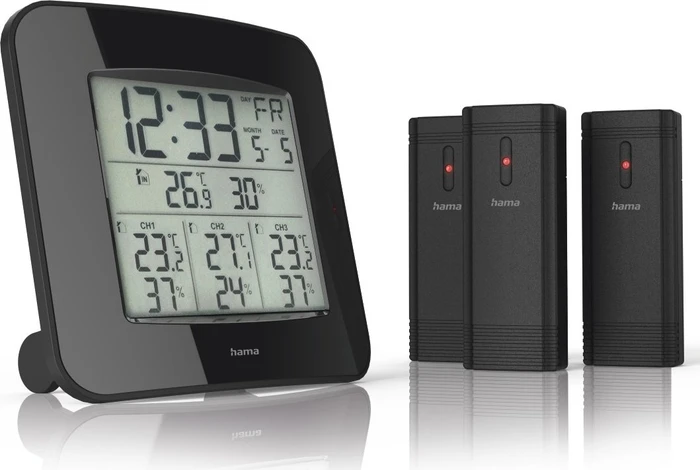 Hama EWS-Trio Funkwetterstation mit drei Sensoren schwarz, digital