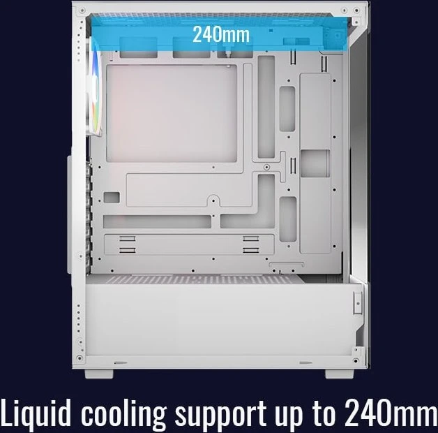AeroCool Pivot White, inkl. 1x Lüfter, Lüfter LED Fixed RGB, Glasfenster