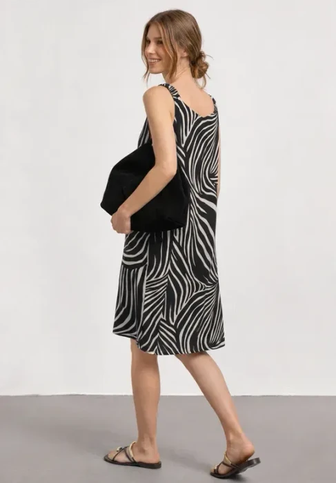 Street One Knielanges Kleid mit gerafften Trägern Kleid schwarz (Damen)