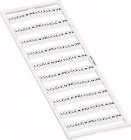 Wago WMB-Beschriftungskarte als Karte bedruckt L1, L2, L3, N, PE, L1, L2, L3, N, PE (10x) dehnbar 5 - 5,2 mm Aufdruck waagerecht aufrastbar weiß