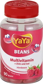 YaYa Beans Multivitamin + Zink und Jod Himbeere Kaudragees zuckerfrei, 90 Stück