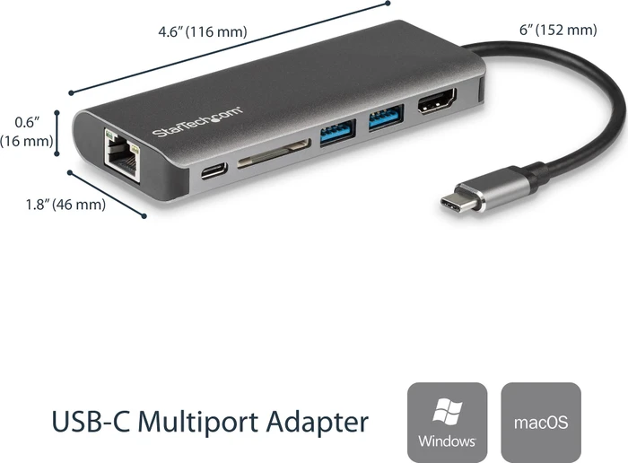 StarTech USB-C 6-in-1 Multiport-Adapter, USB-C 3.0 [Stecker]