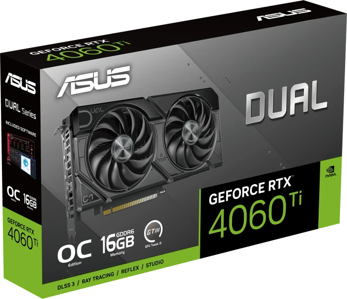 ASUS Dual GeForce RTX 4060 Ti EVO OC, DUAL-RTX4060TI-O16G-EVO, 16GB GDDR6, HDMI, 3x DP