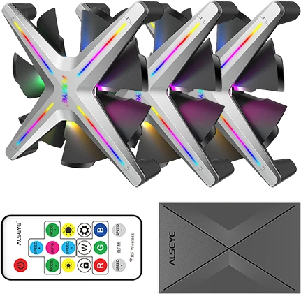 Alseye Xtreme X12 3in1 Kit, grau, LED-Steuerung, Fernbedienung, Lüftersteuerung, 120mm, 3er-Pack