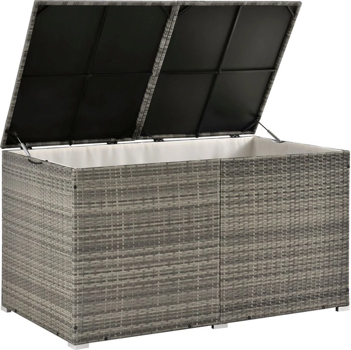 Juskys Ikaria Polyrattan Gartenbox grau-meliert