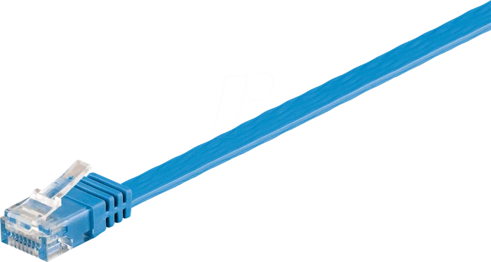 goobay Flach-Patchkabel, Cat6a, U/UTP, RJ-45/RJ-45, 2m, blau