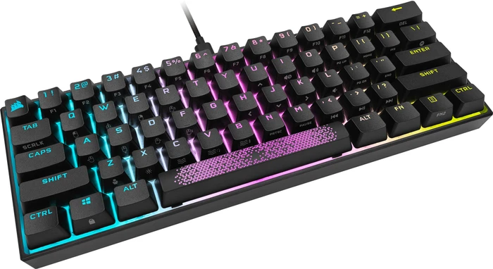 Corsair Gaming K65 RGB Mini, 60%, schwarz, MX SPEED RGB Silver, USB, DE