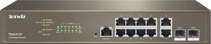 Tenda TEG5000 Rackmount Gigabit Managed Switch, 10x RJ-45, 2x SFP