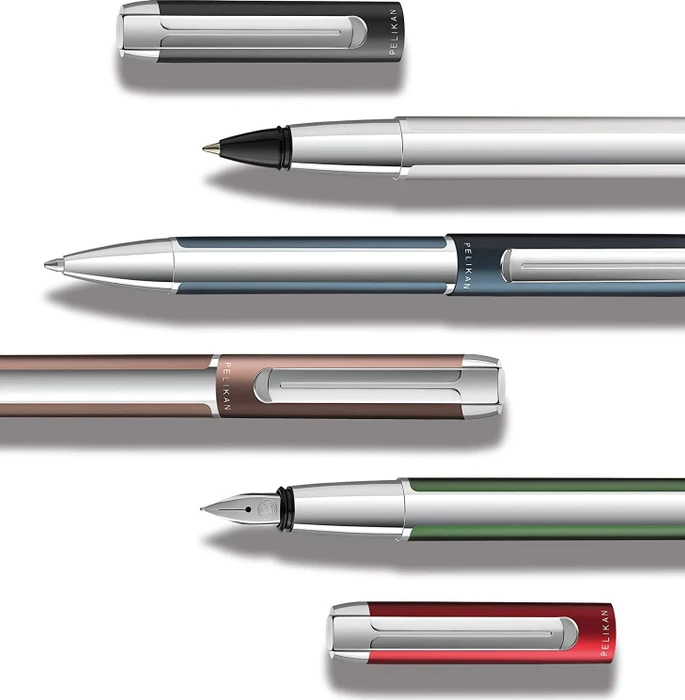 Pelikan Pura P40 waldgrün/silber, rechte Hand, mittel, Geschenkbox