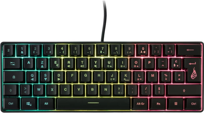 Verbatim SureFire KingPin X1 60% Gaming Keyboard, LEDs RGB, schwarz, USB, FR