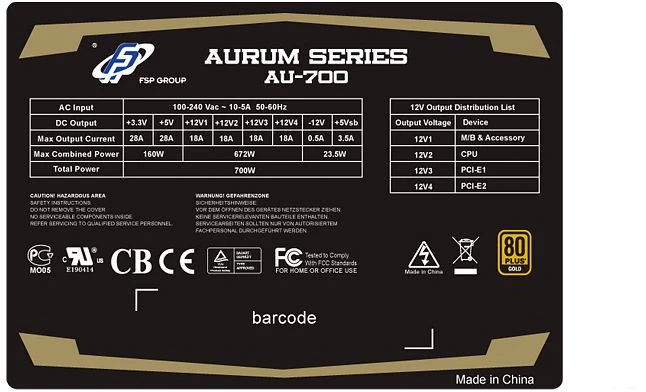 FSP Aurum Gold 700W, ATX 2.3