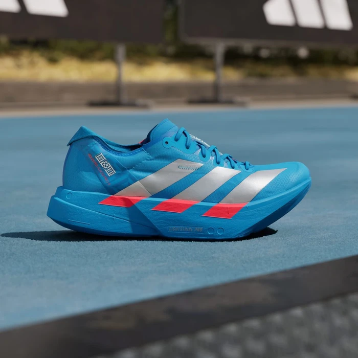 adidas Adizero Adios Pro 4 solar blue/silver metallic/lucid red (Damen)