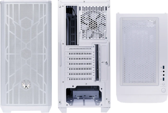 BitFenix Nova Mesh SE TG, weiß, inkl. 2x Lüfter, Glasfenster