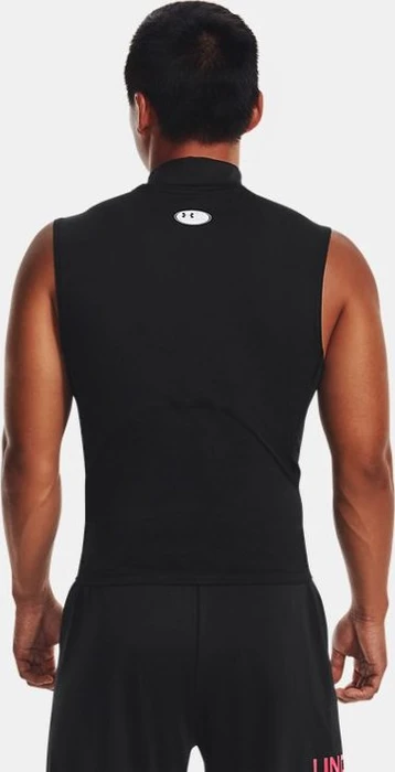 Under Armour HeatGear Mock Kompressionsshirt ärmellos schwarz/weiß (Herren)