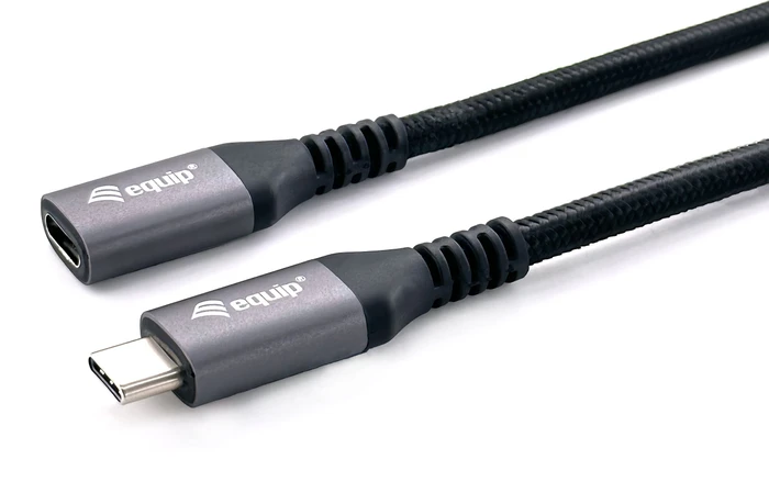 Equip USB-C Verlängerung, USB 3.1, 10Gb/s, USB-C 3.1 [Stecker] auf USB-C 3.1 [Buchse], Verlängerungskabel C/C, 0.5m, schwarz