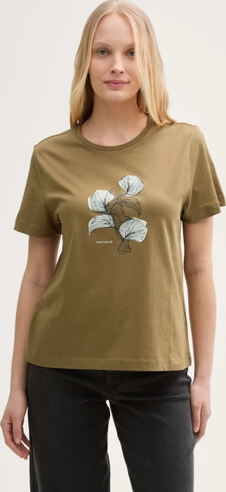 Tom Tailor Print T-Shirt kurzarm nutria olive (Damen)