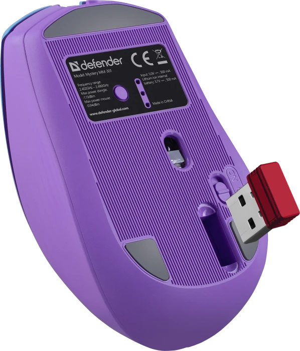 Defender Mystery MM-301 Wireless Optical Mouse violett, USB/Bluetooth