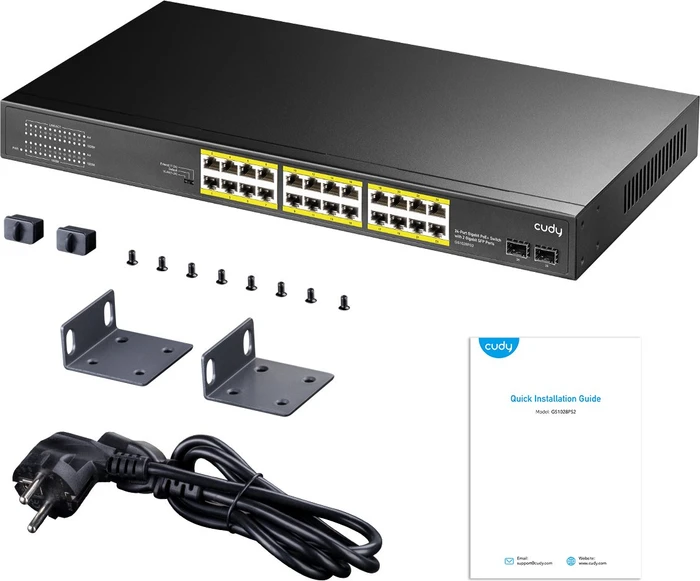 Cudy GS100 Series Rackmount Gigabit Switch, 24x RJ-45, 2x SFP, 300W PoE+