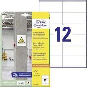 Avery-Zweckform Etiketten, 105x48mm, weiß, 20 Blatt (240 Etiketten)